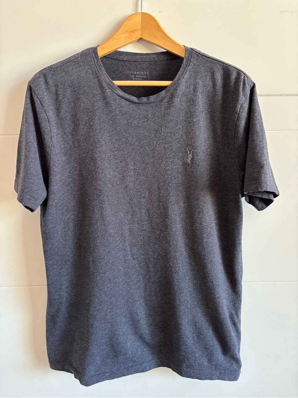 AllSaints Regular Fit Short Sleeve Cotton Crew T-Shirt Tee Gray